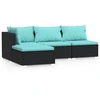 Image de vidaXL Ensemble salon de jardin 4 pièces avec coussins noir poly rotin
