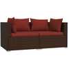 Image de vidaXL Canapé 2 places avec coussins Marron Poly rotin