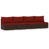Image de vidaXL Canapé 4 places avec coussins Marron Poly rotin