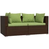 Image de vidaXL Canapé 2 places avec coussins Marron Poly rotin