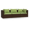 Image de vidaXL Canapé 3 places avec coussins Marron Poly rotin