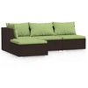 Image de vidaXL Ensemble de salon de jardin 4 pièces avec coussins Marron Poly Rattan