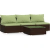 Image de vidaXL Ensemble de salon de jardin 4 pièces avec coussins Marron Poly Rattan