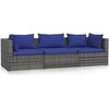 Image de vidaXL Canapé 3 places avec coussins Gris Poly rotin