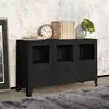 Image de Industrial Sideboard Noir 105x35x62 cm Métal et verre