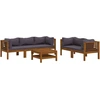 Image de vidaXL Ensemble de salon de jardin 6 pièces avec revêtement en bois massif d'acacia