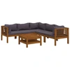Image de vidaXL Ensemble de salon de jardin 6 pièces avec revêtement en bois massif d'acacia