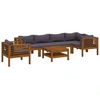 Image de vidaXL Ensemble de salon de jardin 7 pièces avec revêtement en bois massif d'acacia