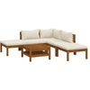 Image de vidaXL Ensemble de salon de jardin 6 pièces avec coussins Crème Bois massif Acacia