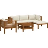 Image de vidaXL Ensemble de salon de jardin 6 pièces avec coussins Crème Bois massif Acacia