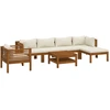 Image de vidaXL Ensemble de salon de jardin 7 pièces avec coussins Crème Bois massif Acacia