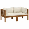 Image de vidaXL Canapé de jardin 2 places avec coussins Crème Bois massif Acacia