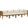 Image de vidaXL Canapé de jardin 4 places avec coussins Crème Bois massif Acacia