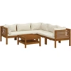 Image de vidaXL Ensemble de salon de jardin 6 pièces avec coussins Crème Bois massif Acacia