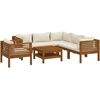 Image de vidaXL Ensemble de salon de jardin 7 pièces avec coussins Crème Bois massif Acacia