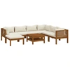Image de vidaXL Ensemble de salon de jardin 8 pièces avec coussins Crème Bois massif Acacia
