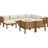 Image de vidaXL Ensemble salon de jardin 10 pièces avec coussins Crème Bois massif Acacia
