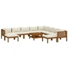 Image de vidaXL Ensemble de salon de jardin 11 pièces avec coussins Crème Bois massif Acacia