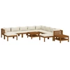 Image de vidaXL Ensemble de salon de jardin 12 pièces avec coussins Crème Bois massif Acacia