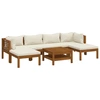 Image de vidaXL Ensemble de salon de jardin 7 pièces avec coussins Crème Bois massif Acacia