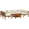 Image de vidaXL Ensemble de salon de jardin 7 pièces avec coussins Crème Bois massif Acacia