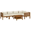 Image de vidaXL Ensemble de salon de jardin 6 pièces avec coussins Crème Bois massif Acacia