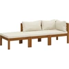 Image de vidaXL Ensemble de salon de jardin 3 pièces avec coussins Crème Bois massif Acacia
