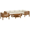 Image de vidaXL Ensemble de salon de jardin 7 pièces avec coussins Crème Bois massif Acacia