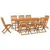 Image de vidaXL Ensemble de jardin 9 pièces 220x90x75 cm bois massif acacia