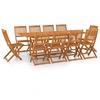 Image de vidaXL Ensemble de jardin 11 pièces 220x90x75 cm bois massif acacia