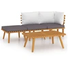 Image de vidaXL Ensemble de salon de jardin 4 pièces avec coussins en bois massif d'acacia