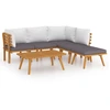 Image de vidaXL Ensemble de salon de jardin 6 pièces avec coussins en bois massif d'acacia