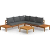 Image de vidaXL Ensemble de salon de jardin 4 pièces avec coussins gris foncé en bois d'acacia