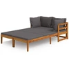 Image de vidaXL Bains de soleil avec coussins gris foncé 2 pcs. Bois d'acacia