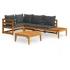 Image de vidaXL Ensemble de salon de jardin 4 pièces avec coussins gris foncé en bois d'acacia