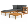 Image de vidaXL Ensemble de salon de jardin 3 pièces avec coussins gris foncé en bois massif d'acacia