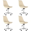 Image de vidaXL Chaise de salle à manger 4 pcs. Pivotant Tissu Crème