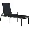 Image de vidaXL Chaise longue avec tabouret de pied en rotin PE gris