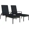 Image de vidaXL Bains de soleil 2 pcs. avec repose-pieds rotin PE gris
