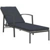Image de vidaXL Chaise longue avec support Poly rotin gris