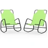 Image de vidaXL Chaise longue à bascule 2 pcs. Vert Acier et Textilène