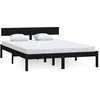 Image de vidaXL Lit en bois massif pin noir 135x190 cm