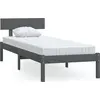 Image de vidaXL Lit en bois massif pin gris 100x200 cm