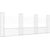 Image de vidaXL Corbeille à gabion en forme de U avec 4 colonnes en fer 380x20x150 cm