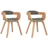 Image de vidaXL Chaise de salle à manger 2 pcs. Gris clair Bois courbé et tissu