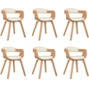 Image de vidaXL Chaises de salle à manger 6 pcs. Crème bois courbé et similicuir
