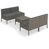 Image de vidaXL Ensemble de salon de jardin 5 pièces avec coussins Poly Rattan Gris
