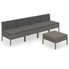 Image de vidaXL Ensemble de salon de jardin 5 pièces avec coussins Poly Rattan Gris