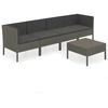 Image de vidaXL Ensemble de salon de jardin 5 pièces avec coussins Poly Rattan Gris