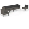 Image de vidaXL Ensemble de salon de jardin 6 pièces avec coussins Poly Rattan Gris